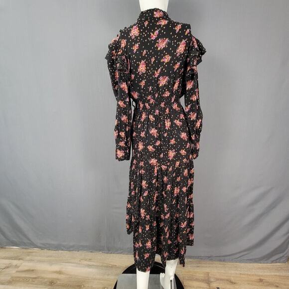 Angie Maxi Dress L Floral Ruffle Tiered Romantic Cottagecore Rayon - Picture 5 of 10